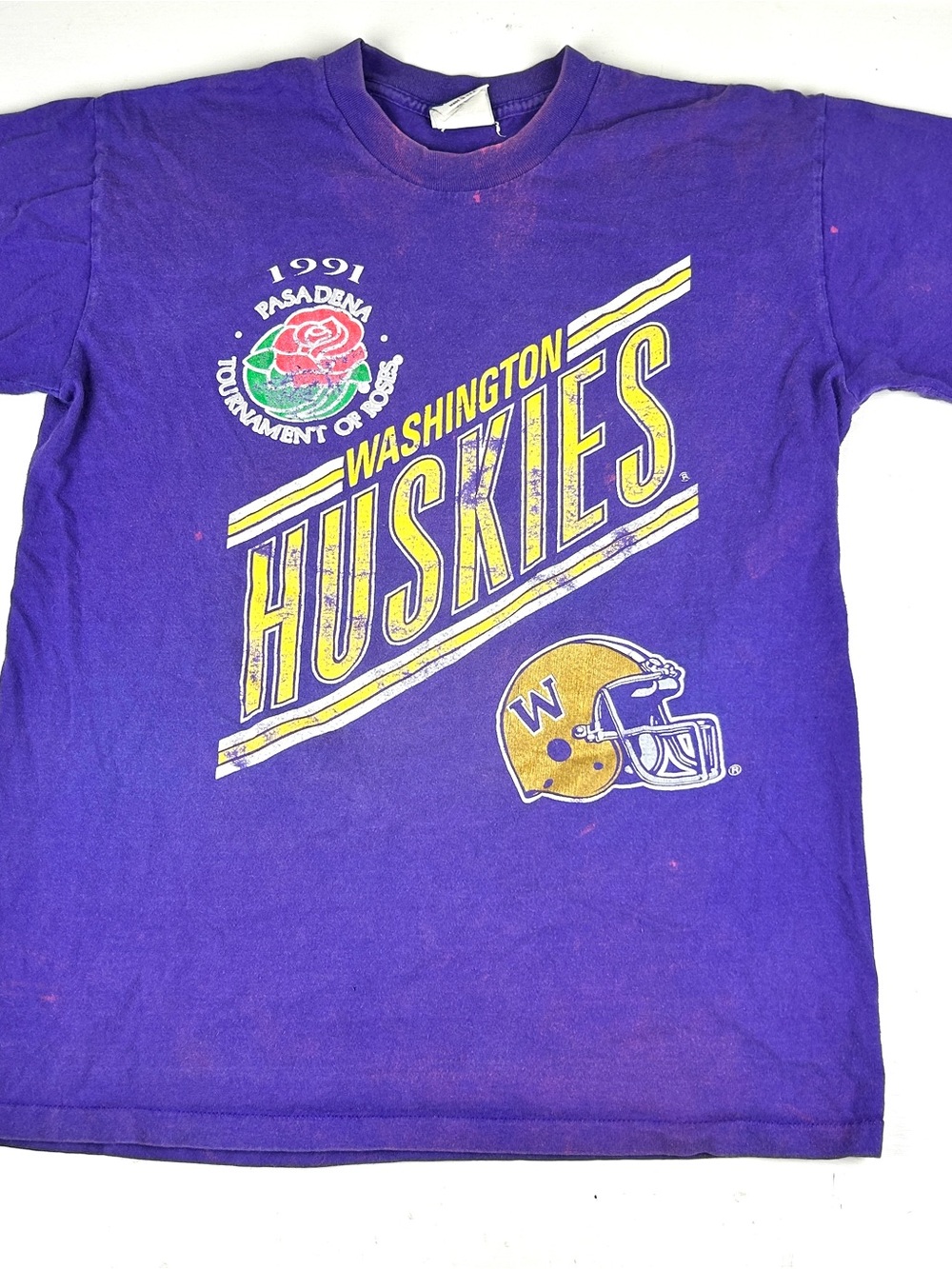 Vintage Nutmeg 1991 Rose Bowl Washington Huskies T-Shirt Men's L Purple USA